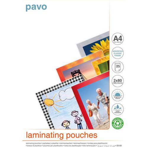 Boîte De 25 Pochettes De Plastification A4 Cadres Couleurs