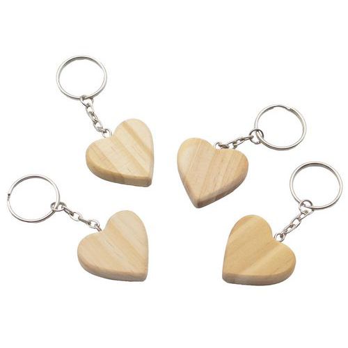 Set De 12 Porte-clés Bois En Forme De Cœur À Décorer
