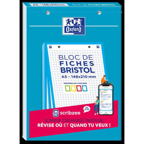Bloc 30 Fiches Bristol 2.0 A5 Petits Carreaux 5mm - Oxford
