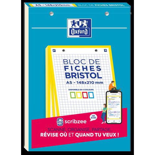 Bloc 30 Fiches Bristol 2.0 A5 Petits Carreaux 5mm - Oxford