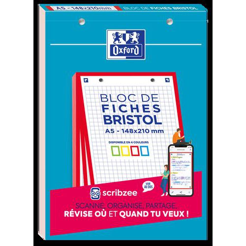 Bloc 30 Fiches Bristol 2.0 A5 Petits Carreaux 5mm - Oxford