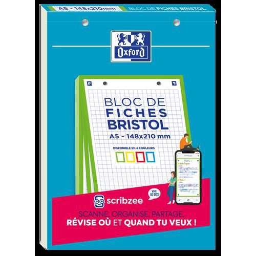 Bloc 30 Fiches Bristol 2.0 A5 Petits Carreaux 5mm - Oxford