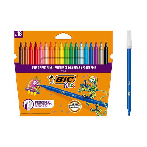 Etui carton 18 feutres Visa pointe fine 880 - Bic