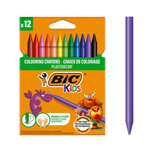 Etui carton 12 craies 12 cm Plastidecor - Bic
