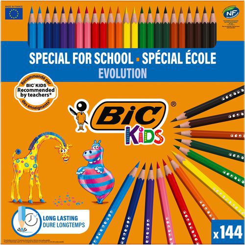 Classpack 144 crayons Evolution Bic 12 couleurs