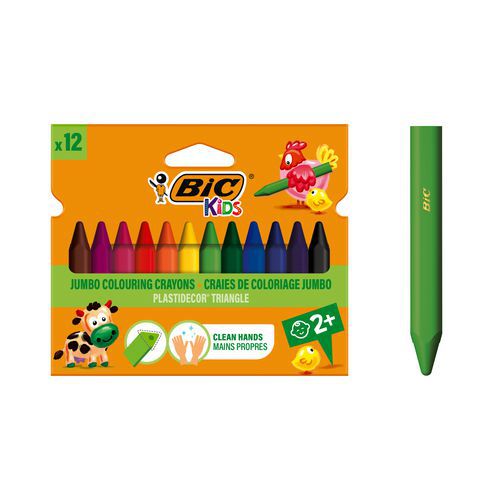 Etui 12 Craies Plastidecor Bic Triangle 9 Cm Mine: 12 Mm