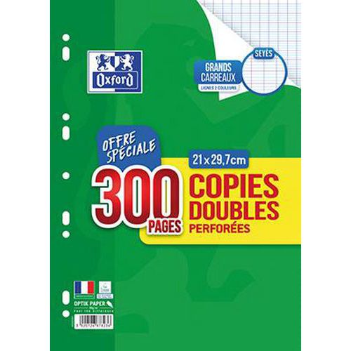 Copie double 200p seyes 90g A4 perforées + 100p gratuites - Oxford