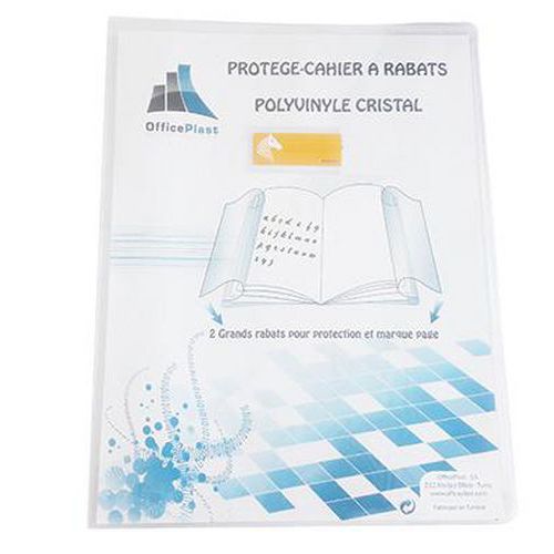 Protège-cahier A4 plastique 2 rabats cristal 20/100e incolore - Purple
