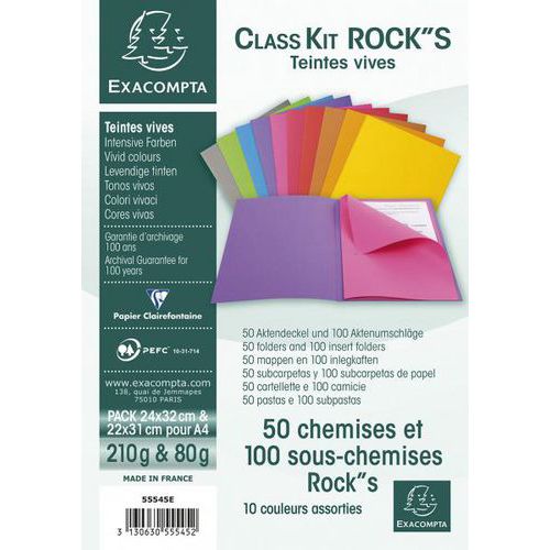 Lot 50 chemises dossier 210g+100 sous chemises 80g vives - Exacompta