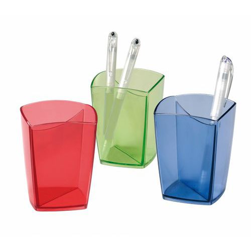 Pot à crayons plastique forme carrée Happy parois épaisses - CEP