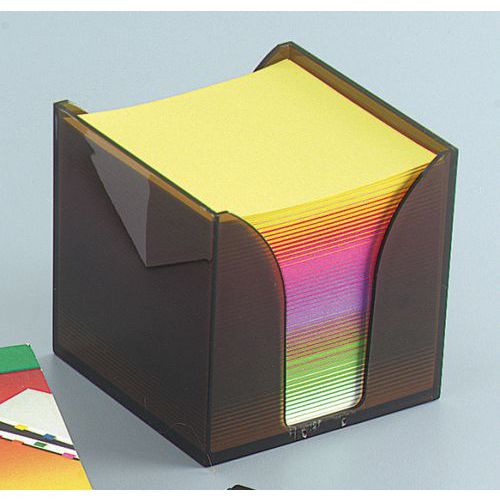 Boite plastique de papier de note 9 x 9 cm arc-en-ciel - Folia