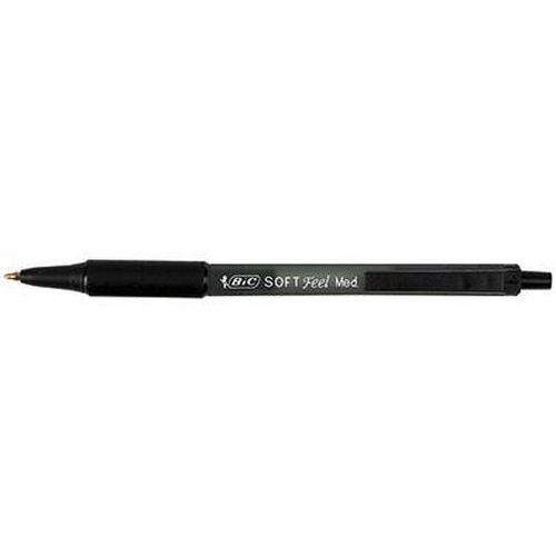 Stylo Bille Pointe Moyenne Rétractable Soft Feel Bic - Noir