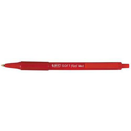 Stylo bille pointe moyenne rétractable Soft Feel Bic - rouge