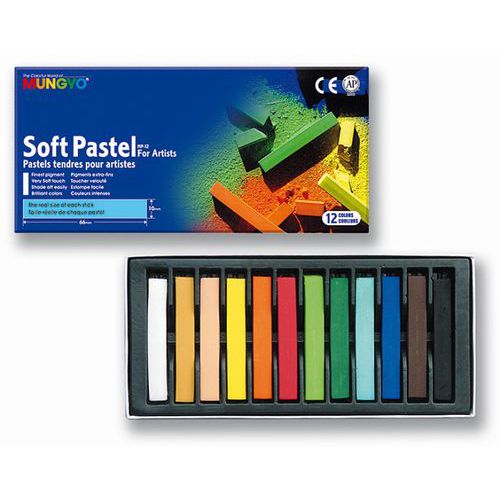 Boîte 12 pastels tendres assortis 66 mm - Mungyo