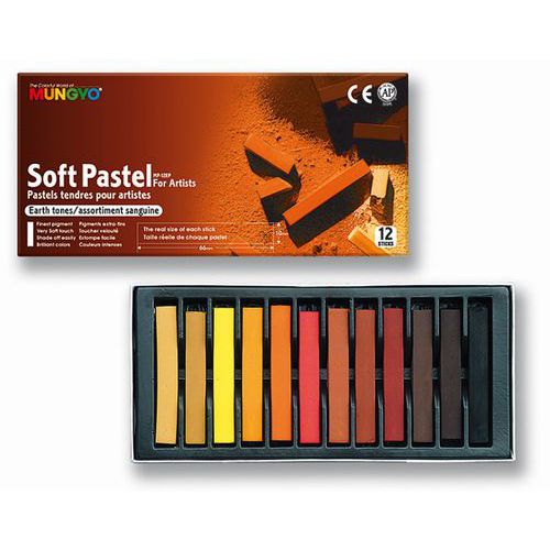 Bte 12 Pastel Tendres Sect Carrée L66mm Sanguine Mungyo