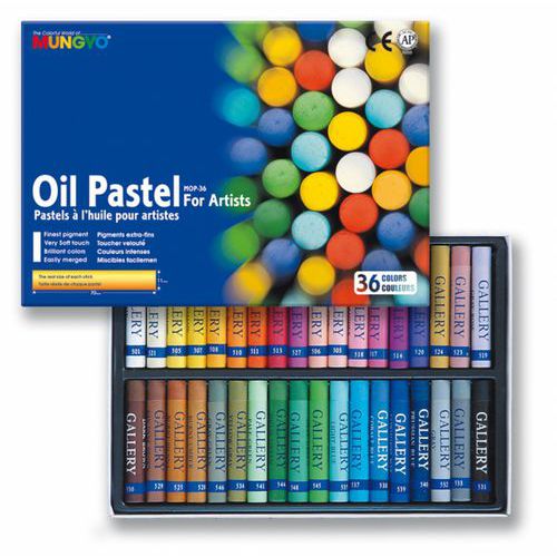 Boite 36 pastels 70 mm Ø11 mm couleurs assorties junior - Mungyo