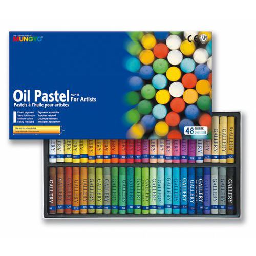 Boite 48 pastels 70 mm Ø11 mm couleurs assorties junior - Mungyo