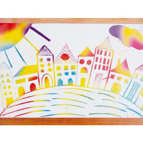Feuille 15 x 21 cm. blanc/arc-en-ciel