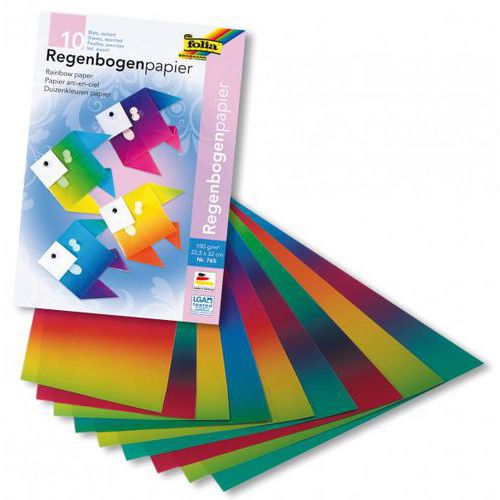 Pochette 10 feuilles arc-en-ciel 23 x 32 cm - Folia
