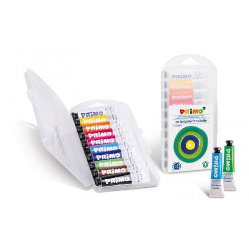 Boîte 10 tubes 12 ml gouache pâteuse, assortis - Primo