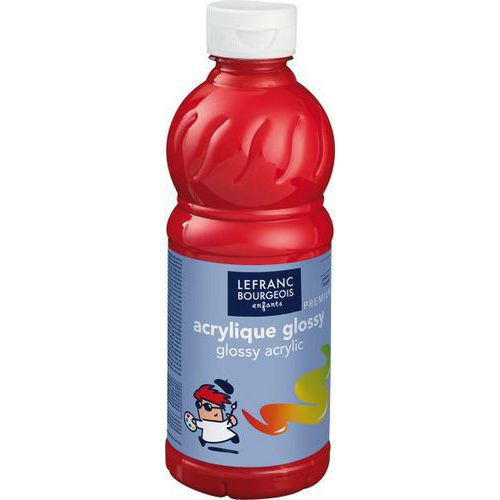 Flacon 500ml, couleurs acryliques glossy - rouge vif