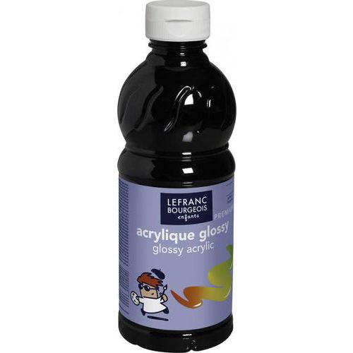 Flacon 500ml, couleurs acryliques glossy - noir