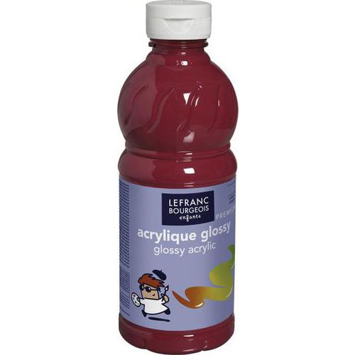 Flacon 500ml, couleurs acryliques glossy - rouge primaire