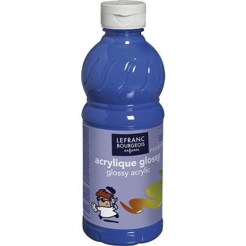 Flacon 500ml, couleurs acryliques glossy - bleu primaire