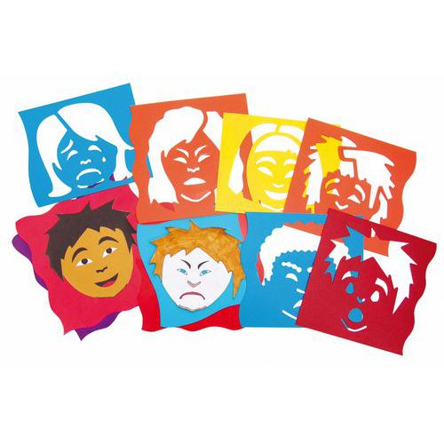 Ensemble 6 Pochoirs Les Expressions