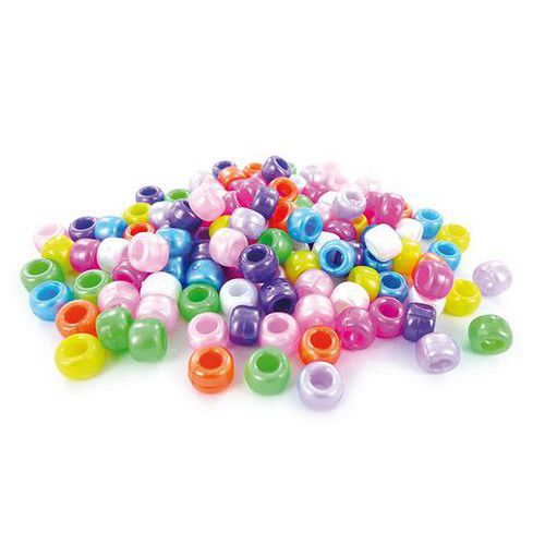 Sachet 1000 perles plastique gros trous Ø 9 mm nacrées - Innspiro
