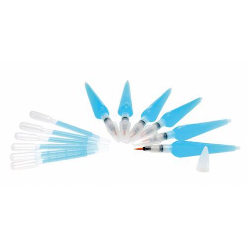 Kit outils encre a dessiner : 6 pinceaux a reserve 15 ml + 6 pipettes