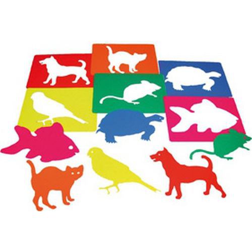 Valisette 6 pochoirs - les animaux familiers
