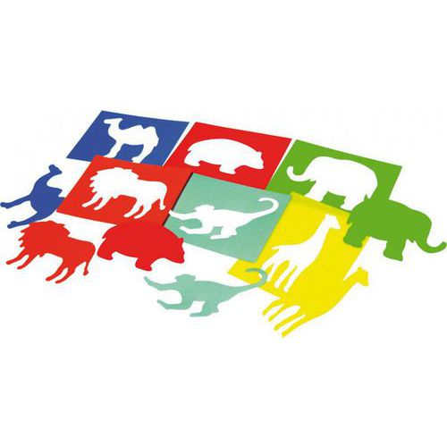 Valisette 6 pochoirs - les animaux sauvages