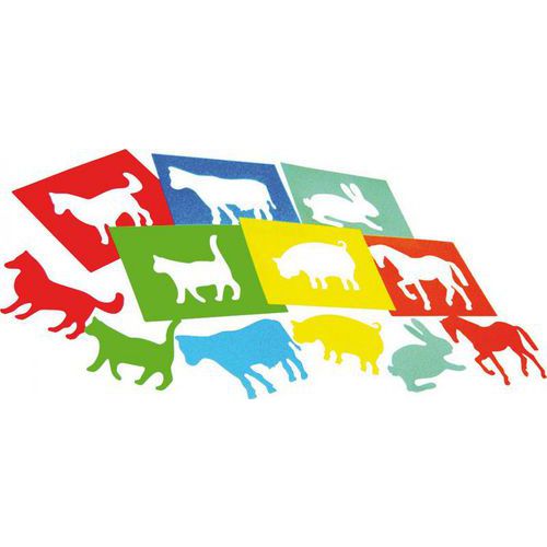 Valisette 6 pochoirs - les animaux de la ferme