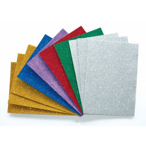 Lot 10 Plaques De Mousse Pailletée Adhésives A4