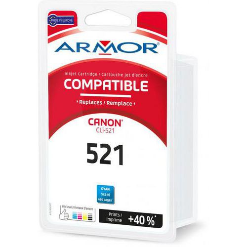 Cartouche Jet D'encre Compatible Canon Cli-521 C Cyan