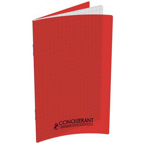 Carnet piqué 9x14 cm 96 pages 5x5 polypropylène rouge - Conquerant