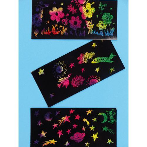 Carte à gratter noir/arc en ciel 15 x 21. holographique
