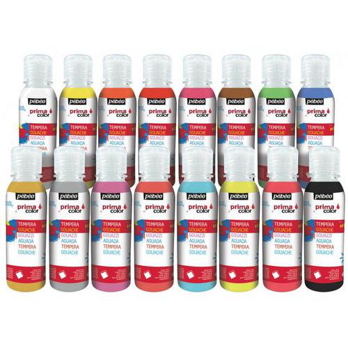 Lot de 16 Assortiment de 16 flacons de 150ml gouache Primacolor - Pébéo