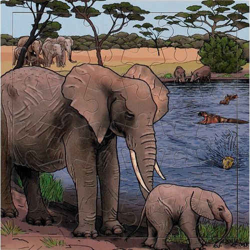 Puzzle Éléphants - 36 Pièces