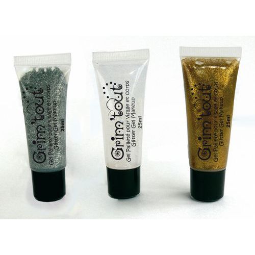Ass 3 Tubes 25ml Gel Paillettes Or Argent Cristal