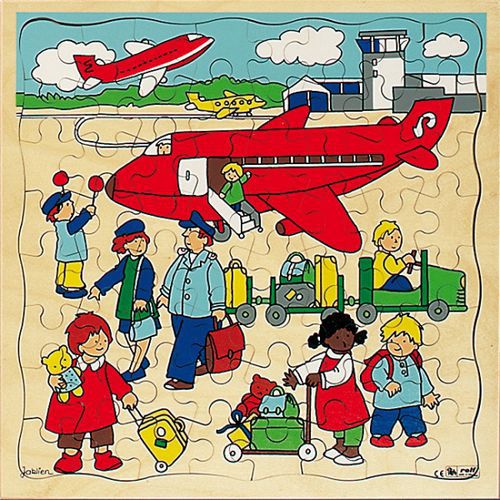 Puzzle Bois 37 X 37 Cm - Thème Le Transport : Aéroport