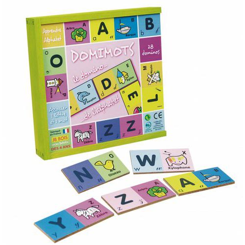 Domimots le domino de l'alphabet 28 pièces - Jb bois