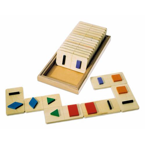 Jeu de reconnaissance visuelle et tactile : domino tactile des formes