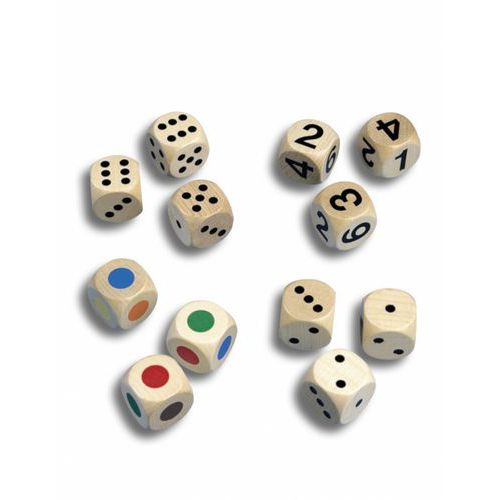 Set 12 Des En Bois Verni