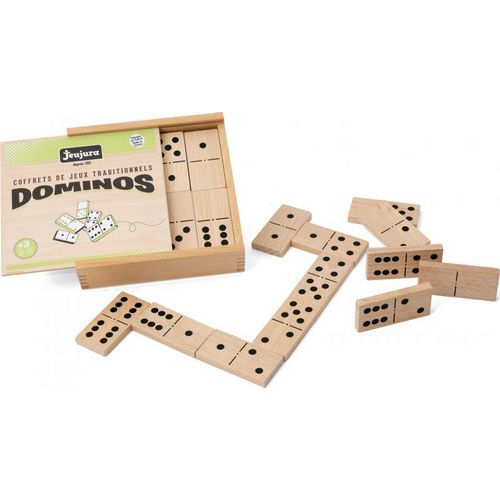 Coffret 28 grands dominos en bois - Jeujura