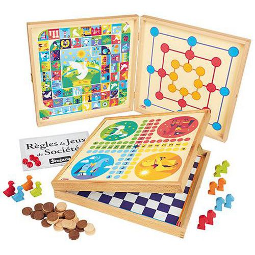 Coffret en bois 50 jeux de société - Jeujura