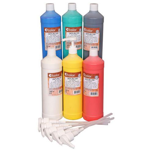 Set De 6 Flacons 1l De Gouache Aux Doigts