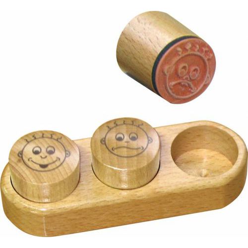 Ensemble de 3 tampons de notation sur socle bois - Créa Lign
