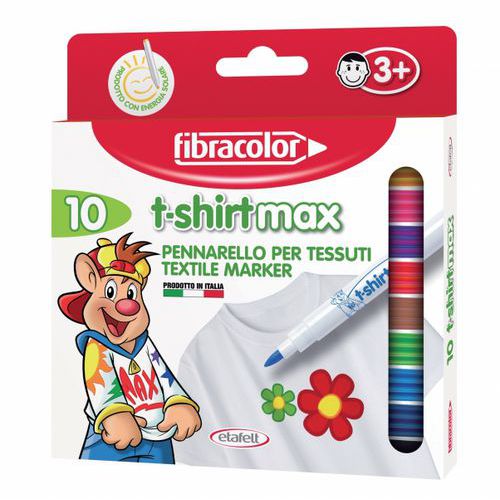 Boite de 10 feutres pour tissus pointe large